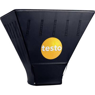 Eine schwarze Strömungshaube mit dem Markenlogo 'testo', das in Orange auf der Vorderseite gedruckt ist.