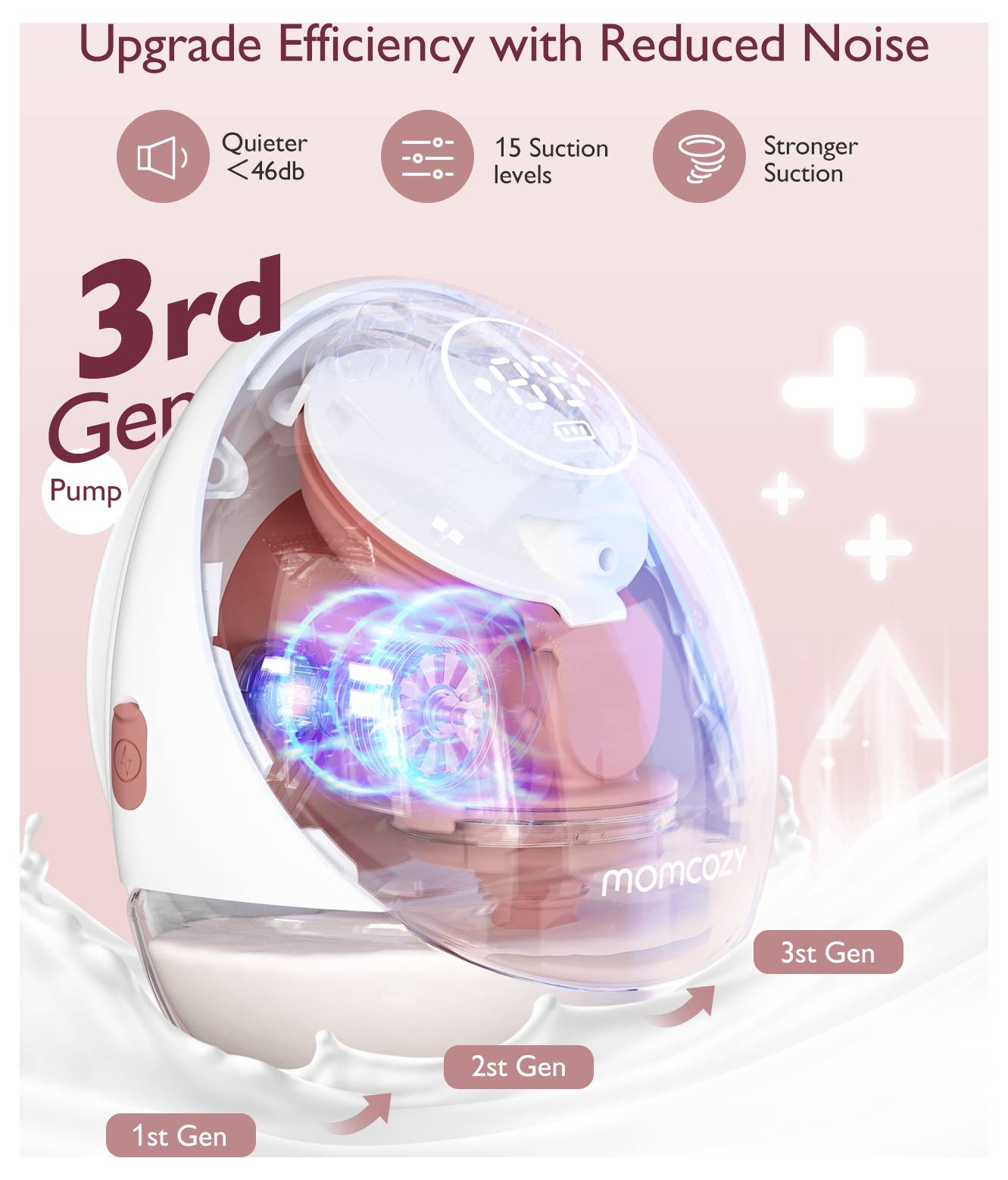 momcozy Milchpumpe 150 ml Weiß, Pink-4