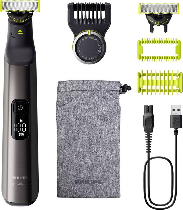 Philips OneBlade Pro 360 Körperhaartrimmer, Präzisions Trimmer, Rasierer abwaschbar, USB-Ladefunktion Chrom