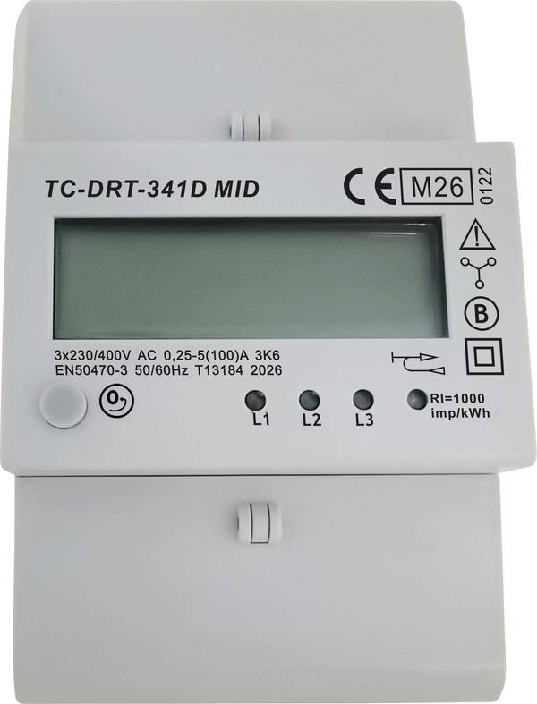 TRU COMPONENTS TC-DRT-341D MID TC-14232812 Drehstromzähler digital 100 A MID-konform: Ja 1 St.