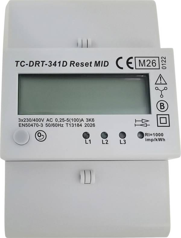 TRU COMPONENTS TC-DRT-341D Reset MID TC-14232816 Drehstromzähler digital 100 A MID-konform: Ja 1 St.