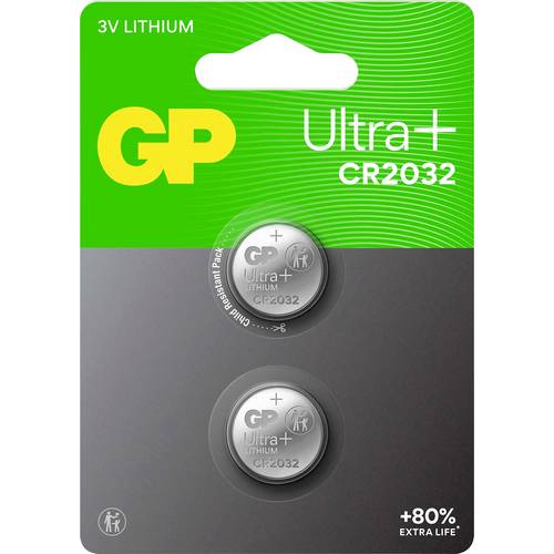 GP Knopfzelle CR 2032 3 V 2 St. 220 mAh Li-MnO2 GP Ultra Plus Batterie Lithium Knopfzelle CR2032 2 Stück