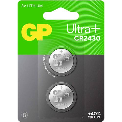 GP Knopfzelle CR 2430 3 V 2 St. 300 mAh Li-MnO2 GP Ultra Plus Batterie Lithium Knopfzelle CR2430 2 Stück
