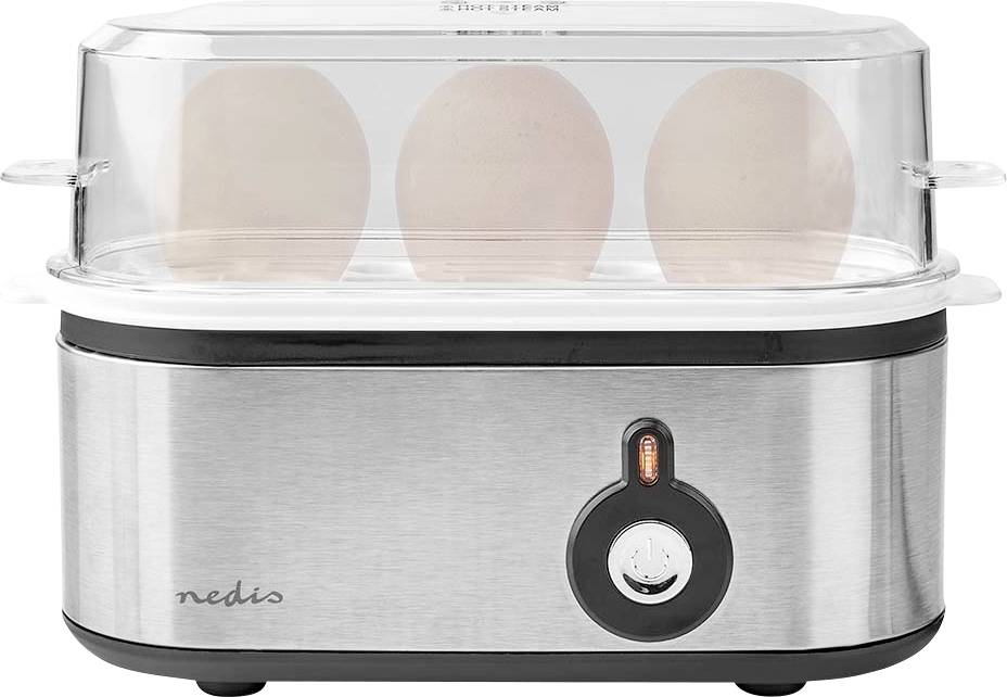 Nedis KAEB120EAL Eierkocher Aluminium, Schwarz, Transparent