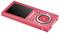 Roter tragbarer Musikplayer mit einer 'Play/Pause'-Taste, Richtungstasten, einem 1,8-Zoll-Bildschirm und dem 'Intenso'-Logo.