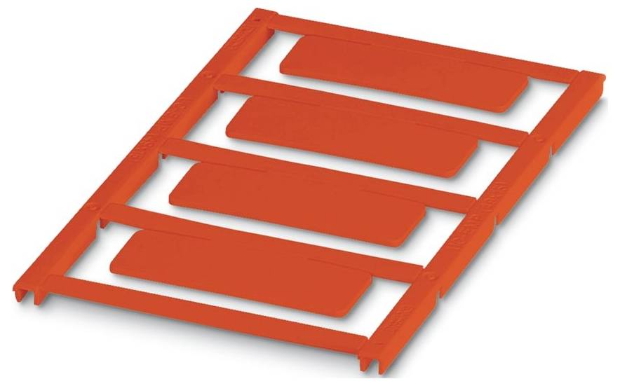 Roter Kunststoffrahmen mit vier flachen Paneelen, verwendet zum Organisieren oder Trennen von Gegenständen.