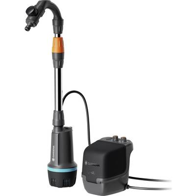 Ein Gardena Automatische Wasserpumpen-Gerät, bestehend aus einer Pumpe und Steuereinheit, konzipiert für effiziente Gartenbewässerung.