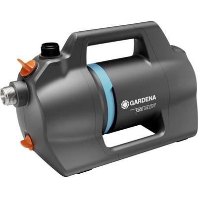 'GARDENA 5200 Silent' Wasserpumpe, schwarz-grau, ergonomischer Griff, zwei Anschlüsse, kompakt und leise, geeignet für Bewässerung.