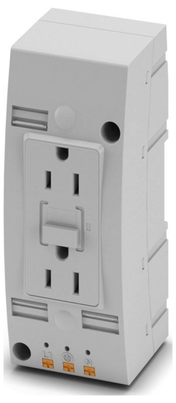 Doppelsteckdose Phoenix Contact EO-AB/PT/LED/DUO/V/GFI/15 Grau (L x B x H) 62.3 x 54 x 137 mm