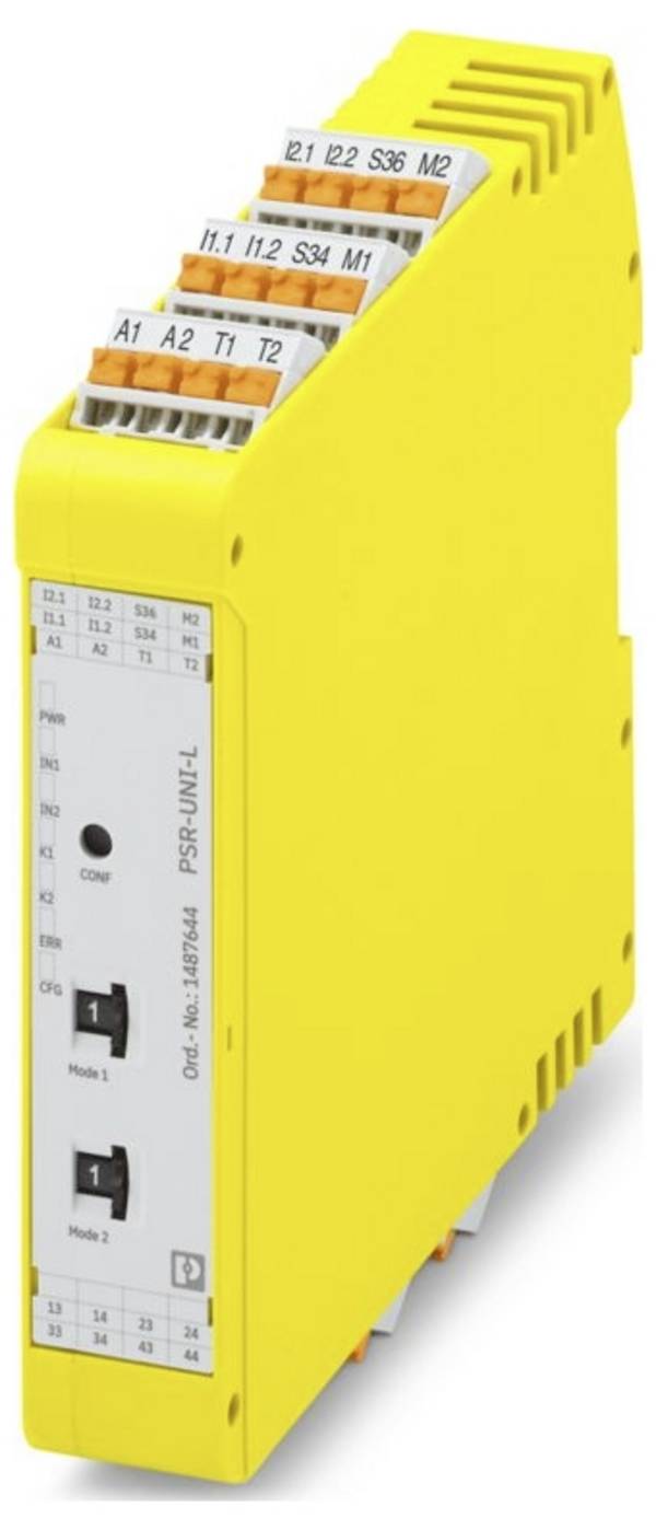 Sicherheitsrelais PSR-UNI-L-2X2NO-2DO-24DC-PI Phoenix Contact Betriebsspannung: 24 V/DC  (B x H x T) 22.5 x 107.9 x 111.7 mm Manueller/Automatischer Neustart 1 St.