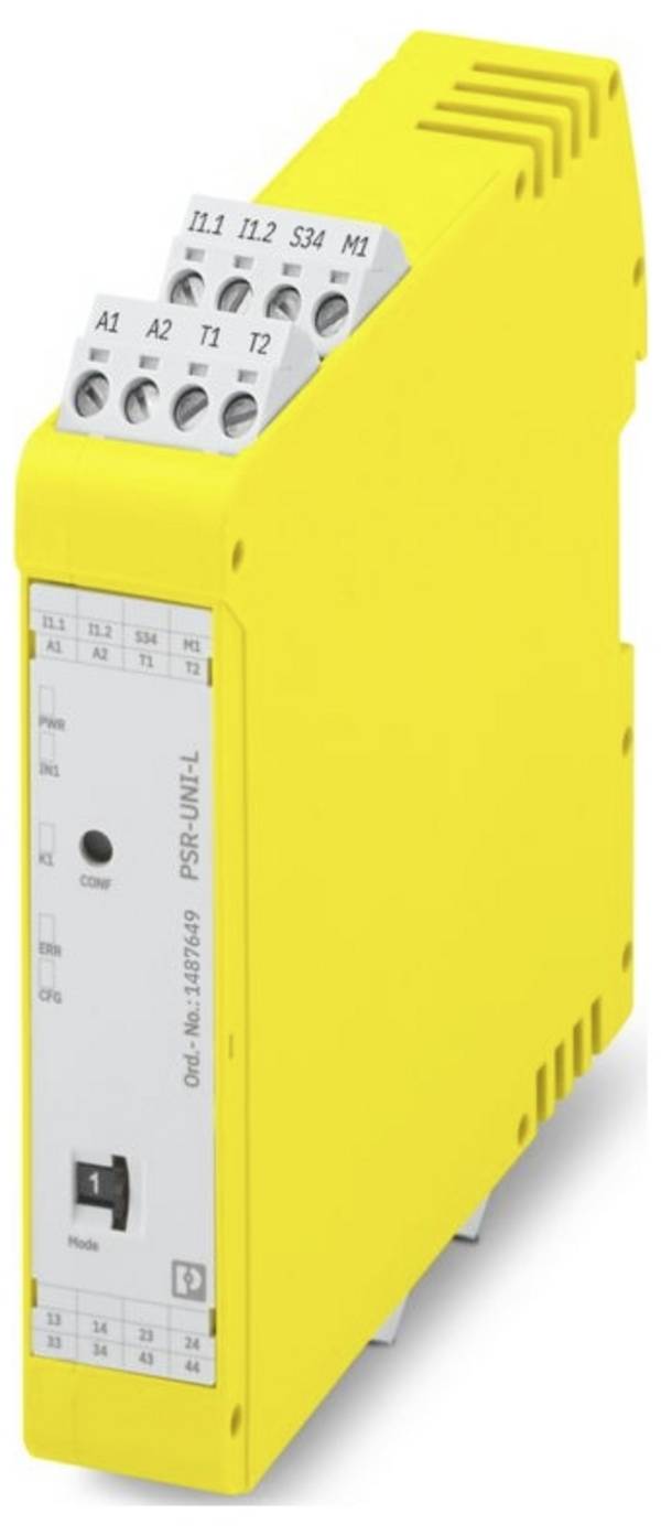 Sicherheitsrelais PSR-UNI-L-1X4NO-1DO-24DC-SC Phoenix Contact Betriebsspannung: 24 V/DC 4 Schließer (B x H x T) 22.5 x 112.7 x 111.7 mm Manueller/Automatischer Neustart 1 St.