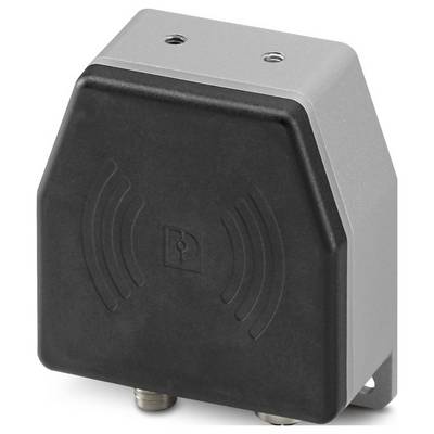Ein grauer Elektrostecker mit zwei kreisförmigen Schlitzen und nummerierten Beschriftungen, der für Hochspannungsanwendungen ausgelegt ist.