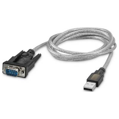 USB-zu-RS-232-Seriell-Adapterkabel mit USB-Anschluss an einem Ende und 9-poliger Serienanschluss am anderen Ende.