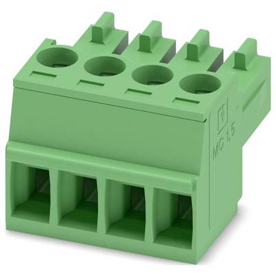 Ein grüner Klemmblock mit vier Anschllusspunkten, der für die elektrische Verdrahtung verwendet wird.