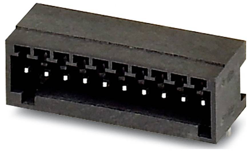 Ein rechteckiger, schwarzer Kunststoffstecker mit mehreren Steckplätzen, der in elektronischen Schaltkreisen verwendet wird.