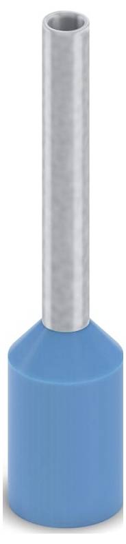 Ein blauer isolierter Drahtendhülse mit einer zylindrischen Metallhülse, verwendet für elektrische Verbindungen.