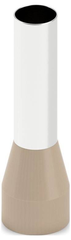 Eine hohe, zylindrische Vase mit weißem Oberteil und beiger Basis.