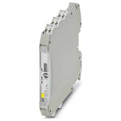 Ein schlankes, graues elektronisches Modul mit mehreren Klemmeneingängen und einem beschrifteten Seitenpanel, das zur Signalisolierung und Umwandlung in Steuersystemen verwendet wird.