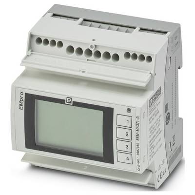 „Empro" digitales Energiemeßgerät mit LCD-Display und vier Steuertasten auf der Frontplatte, montiert zur elektrischen Überwachung.