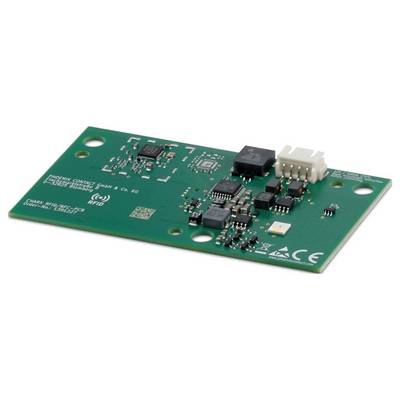 Eine grüne Leiterplatte mit verschiedenen Mikrochips und einer RFID-Funktion. Sie zeigt spezifische Chip-Positionen und elektrische Komponenten.