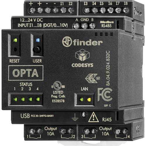 Finder 8A.04.9.024.832C Programmierbares Logikrelais (PLR) Relais 12 V/DC, 24 V/DC 1 St. Zeitbereich: 0.02 ms (min) 4 Sc...