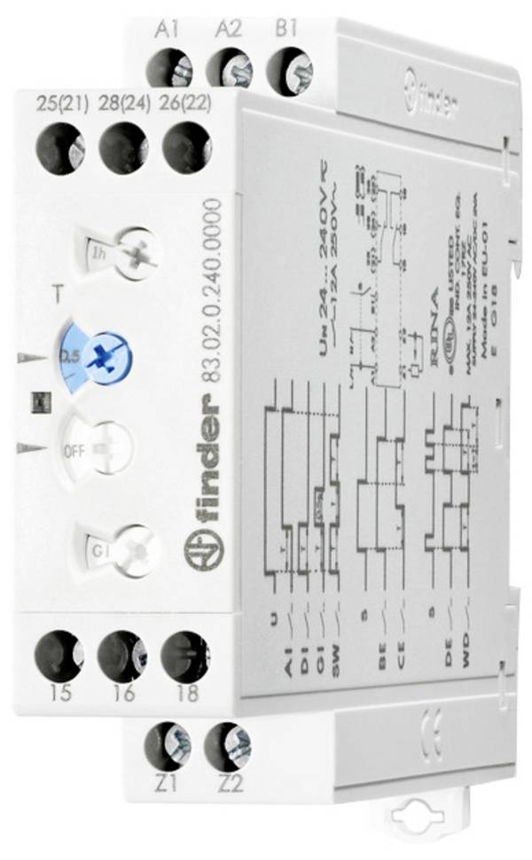 Finder 83.02.0.240.0003 Multifunktions-Zeitrelais mit 8 Zeitfunktionen Zeitrelais Multifunktional 24 V DC/AC, 240 V DC/AC 1 St. Zeitbereich: 0.05 s - 10 Tage 2 Wechsler Piece