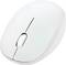 Eine weiße Computermaus mit elegantem, minimalistischem Design, ausgestattet mit zwei Tasten und einem Scrollrad.