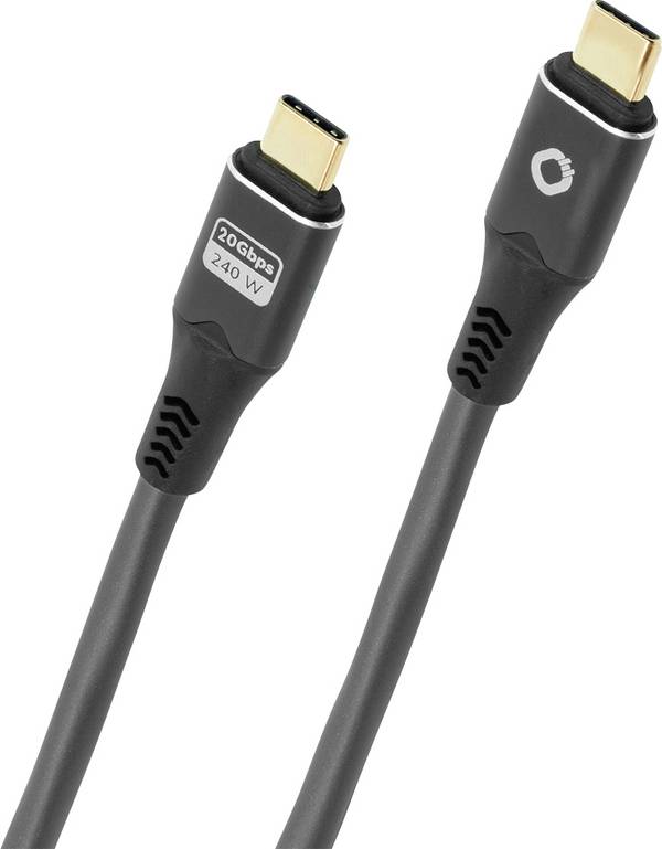 Oehlbach USB-C® Kabel USB-C® Stecker 2 m Anthrazit Geflechtschirm, 8K UHD D1C9369