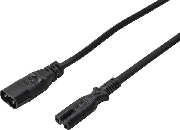 Renkforce Strom Verlängerungskabel [1x Kleingeräte-Stecker C8 - 1x Kleingeräte-Buchse C7] 2.00 m Schwarz