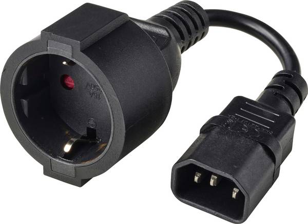 Renkforce Strom Anschlusskabel [1x Kaltgeräte-Stecker C14 - 1x Schutzkontakt-Steckdose] 0.15 m Schwarz