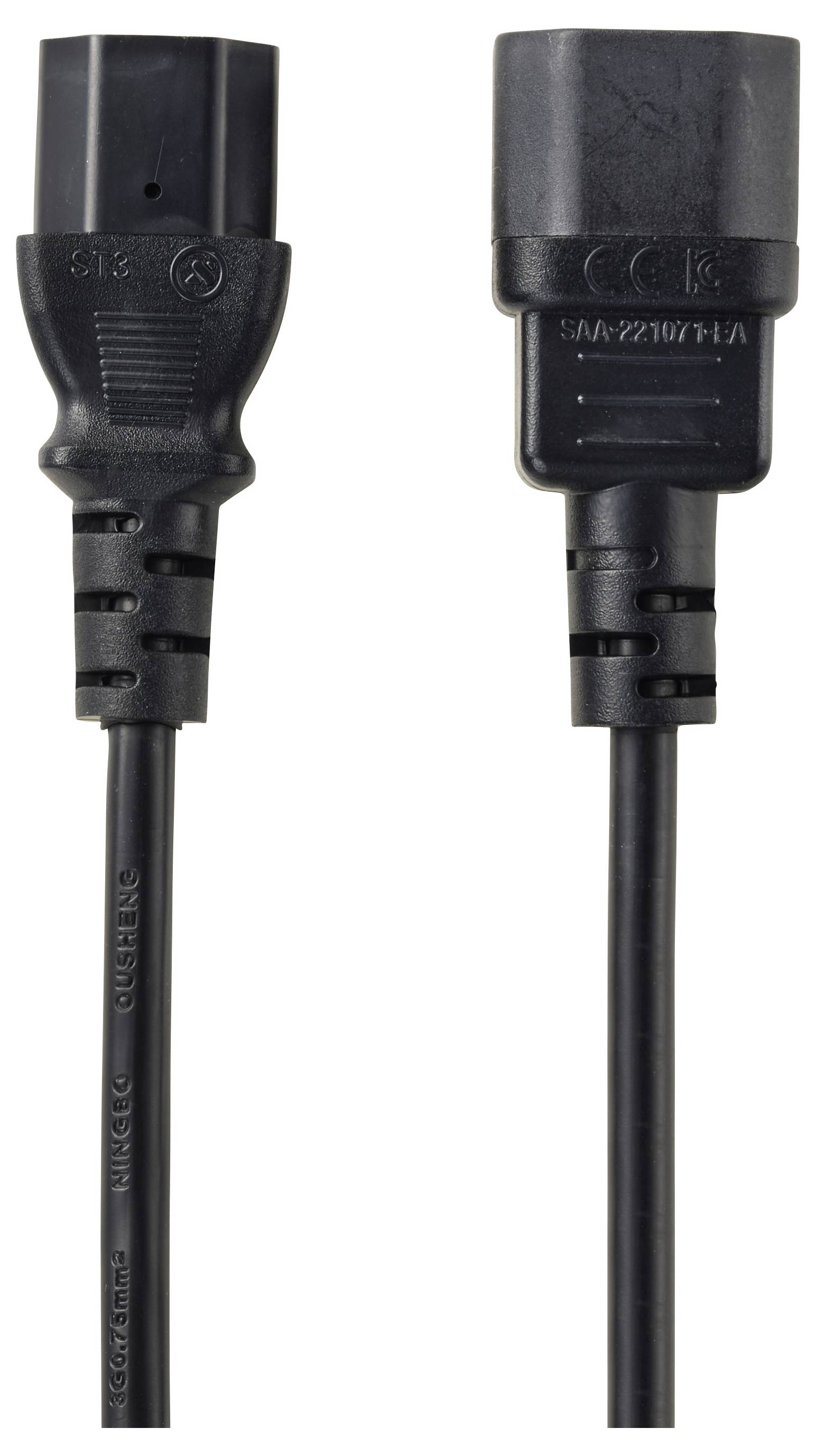 Renkforce Strom Verlängerungskabel Deluxe [1x Kaltgeräte-Stecker C13 - 1x Kaltgeräte-Buchse C14] 1.00 m Schwarz-1