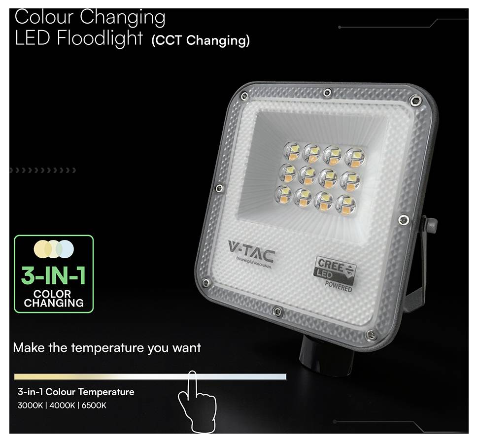 V-TAC VT-44014CCT 240726 LED-Außenstrahler EEK: F (A - G) 10 W Leuchtfarben: Warmweiß bis Kaltweiß-9