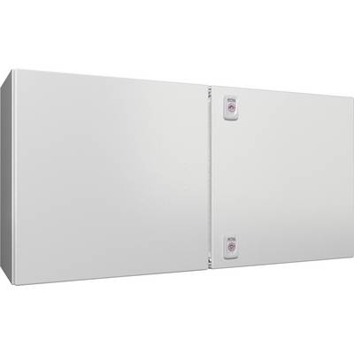 Ein schlichter, weißer Aufbewahrungsschrank mit zwei Türen und minimalistischen Details, konzipiert für einen funktionalen, modernen Look, ausgestattet mit zwei kleinen Schlössern.