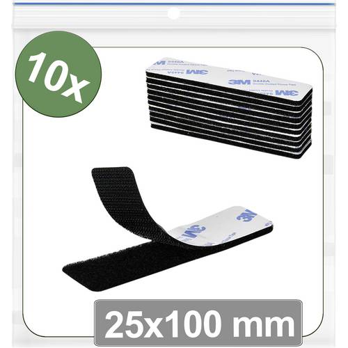 Quadrios 25CA654 Klettpunkte zum Aufkleben Haft- und Flauschteil (L x B) 25 mm x 100 mm Schwarz 10 St.