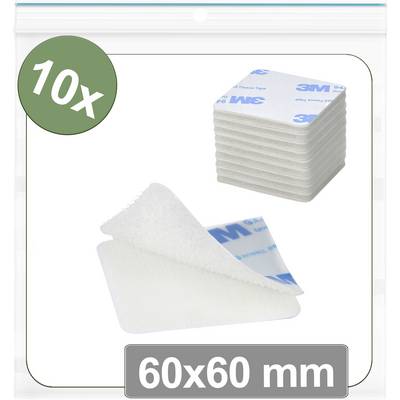 Packung mit zehn 60x60 mm Pflastern von 3M, präsentiert mit einem Pflaster, das teilweise abgezogen ist, um die Klebseite zu zeigen.