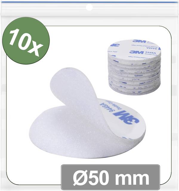 Quadrios 25CA680 Klettpunkte zum Aufkleben Haft- und Flauschteil (Ø) 50 mm Weiß 10 St.