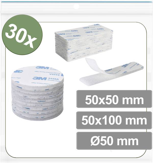 Quadrios 25CA686 Klettpunkte zum Aufkleben Haft- und Flauschteil (Ø x L) 50 mm x 50 mm Weiß 30 St.