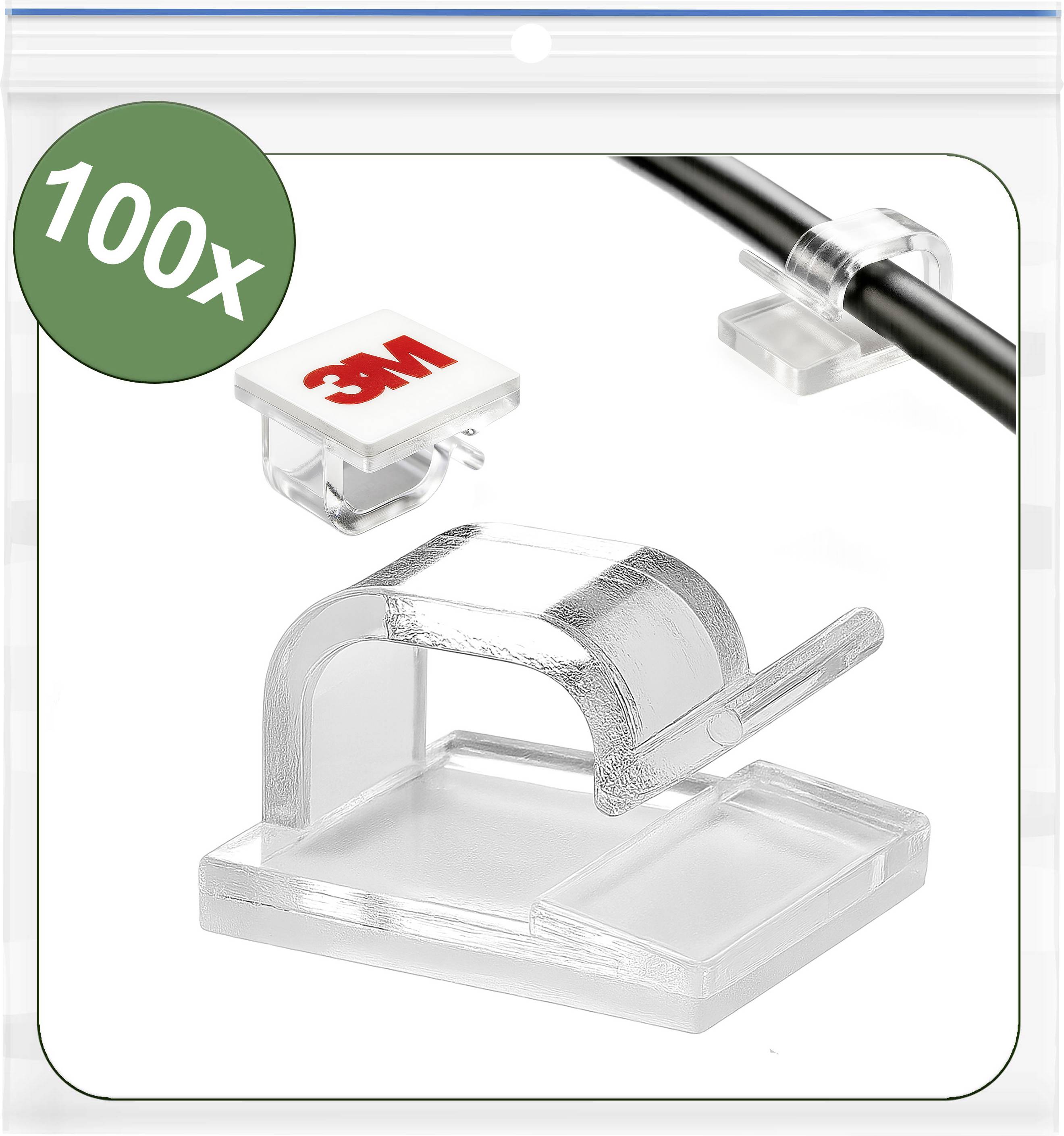 Quadrios 25CA749 Kabelclip selbstklebend 25CA749 Bündel-Ø-Bereich 1 bis 7 mm Transparent 100 St.