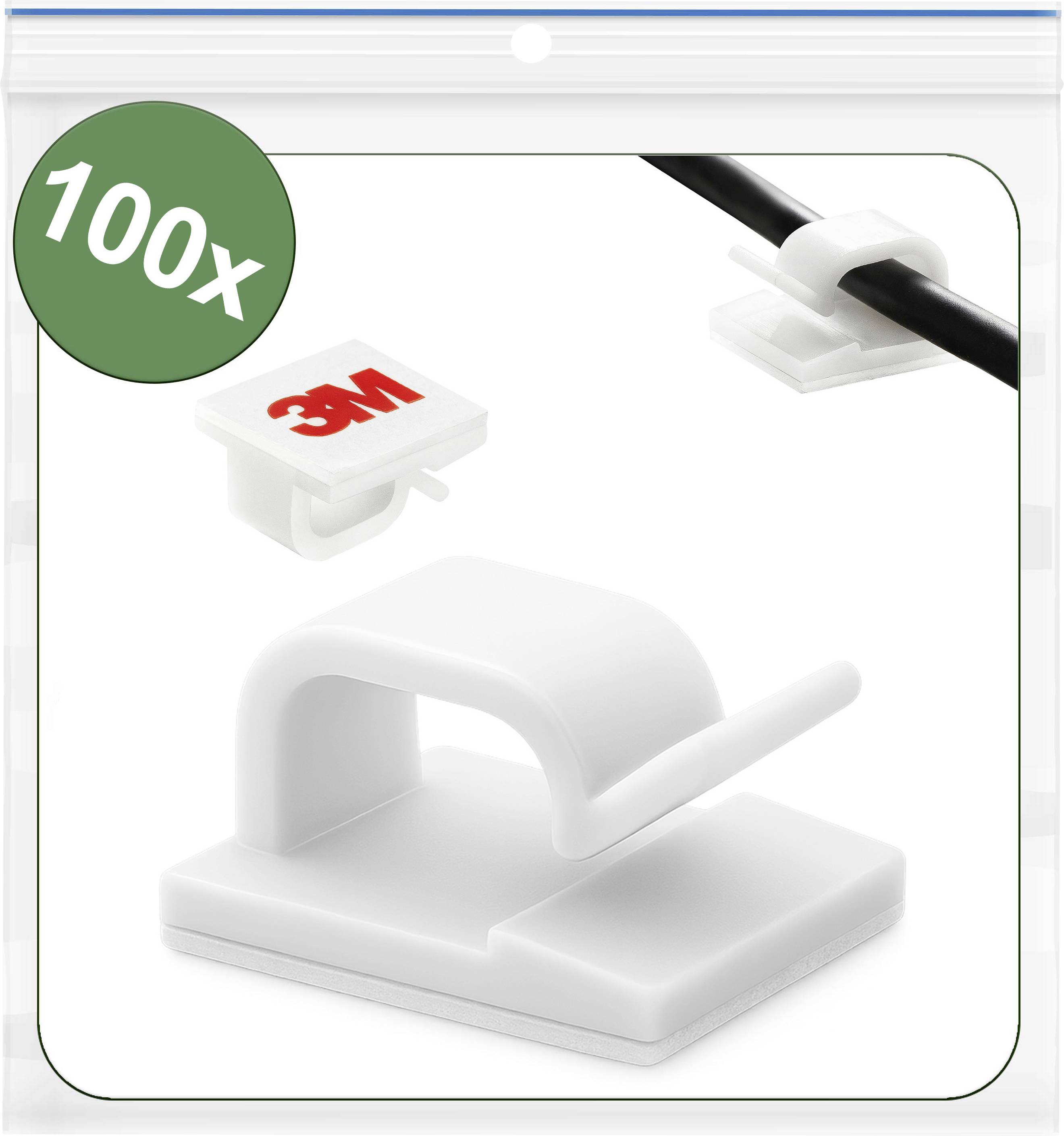 Quadrios 25CA751 Kabelclip selbstklebend 25CA751 Bündel-Ø-Bereich 1 bis 7 mm Weiß 100 St.