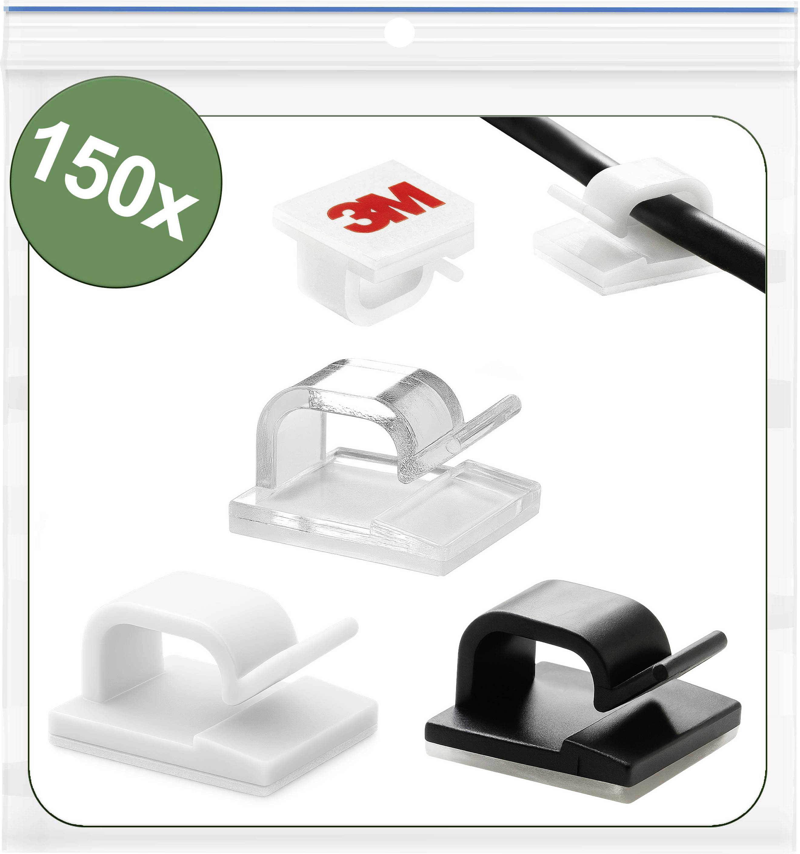 Quadrios 25CA752 Kabelclip selbstklebend 25CA752 Bündel-Ø-Bereich 1 bis 7 mm Schwarz, Weiß, Transparent 150 St.