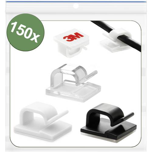 Quadrios 25CA752 Kabelclip selbstklebend 25CA752 Bündel-Ø-Bereich 1 bis 7 mm Schwarz, Weiß, Transparent 150 St.