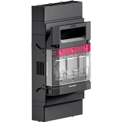 'Rittal' schwarze modulare elektrische Schalttafel mit sichtbaren Innenverbindern und roten Akzenten. Entwickelt für industrielle Anwendungen.