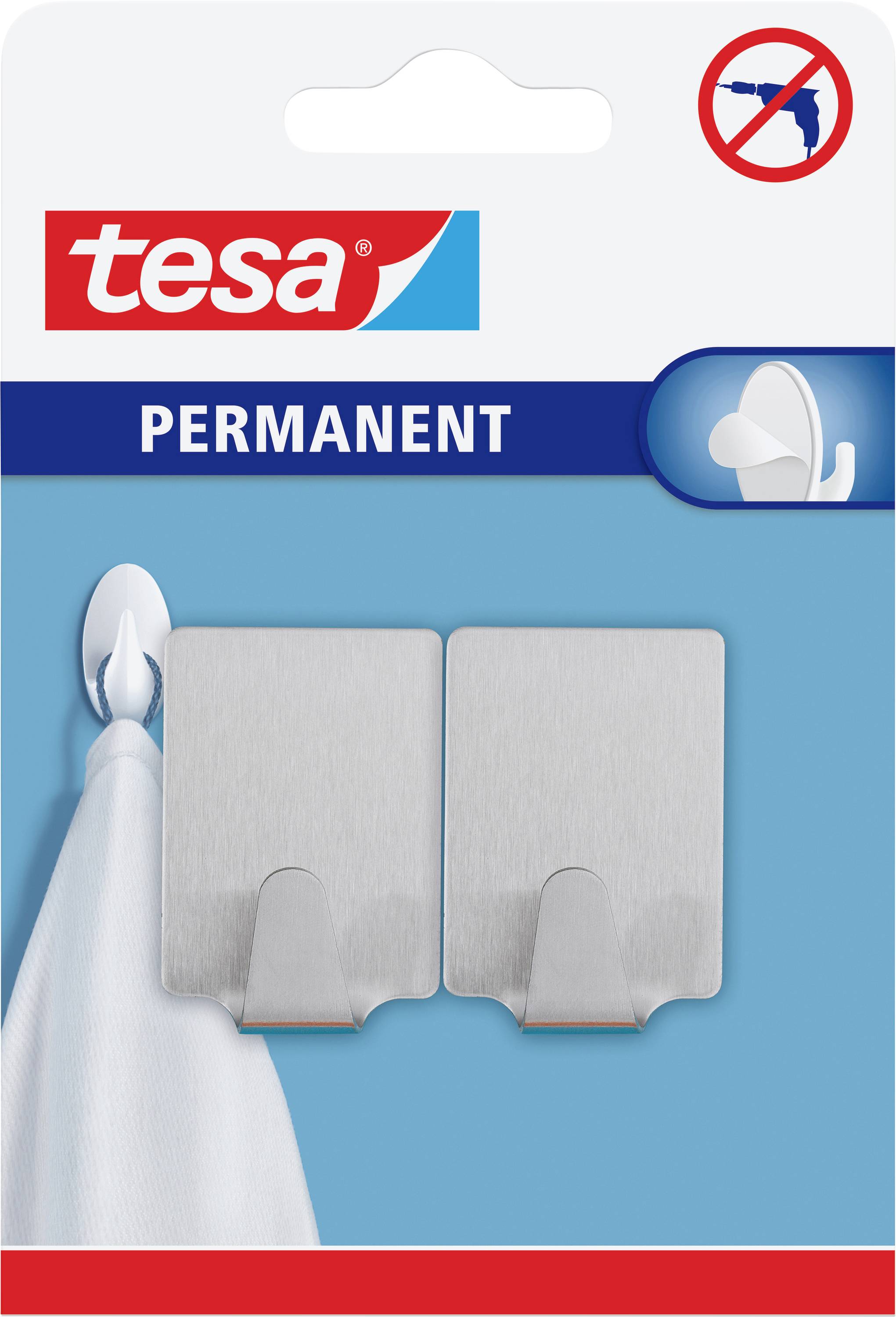 tesa tesa® Permanent Haken Rechteckig L Metall Inhalt: 1 St.