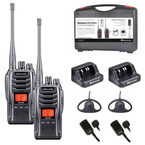 Midland Midland 2er Koffer G13 Pro PMR446+LPD Funkgeräte C1668.S1 PMR-Handfunkgerät