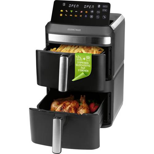 GourmetMaxx 16818 Heißluft-Fritteuse 12 l 2800 W Antihaftbeschichtung, BPA-frei, Cool-Touch-Gehäuse, digitaler Timer, Gr...