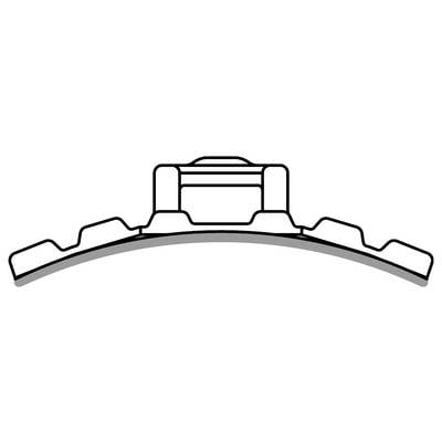 Querschnittsdiagramm einer Kreissägeblatt-Klinge mit Zähnen und Hohlkehlen, das die Blattstruktur und -konstruktion zum Schneiden veranschaulicht.