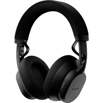 Schwarze Over-Ear-Kopfhörer mit gepolsterten Ohrmuscheln und einem Kopfbügel aus Netzstoff, mit der Markenbezeichnung „Fairphone" an der Seite.