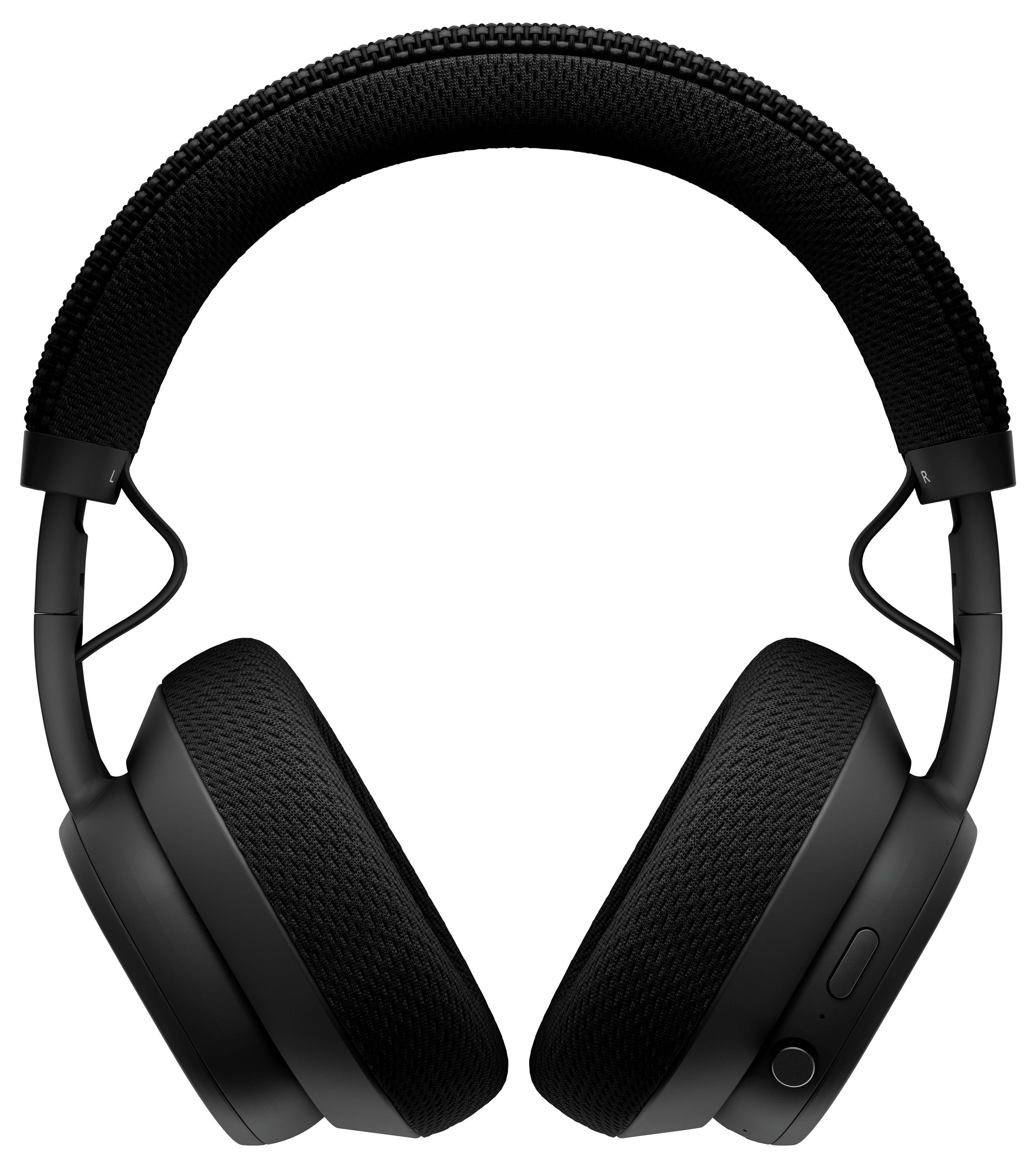 Schwarze Over-Ear-Kopfhörer kabellos mit gepolsterten Ohrmuscheln und Kopfbügel. Bedienungstasten an einer Ohrmuschel sichtbar.