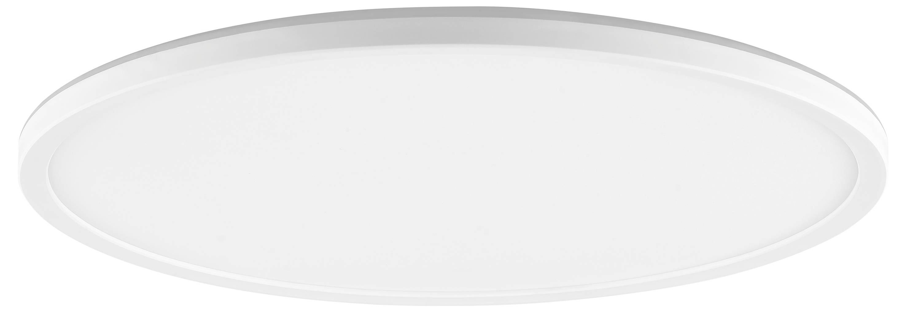 Eine runde, weiße LED-Deckenleuchte mit minimalistischem Design, geeignet für moderne Innenräume.