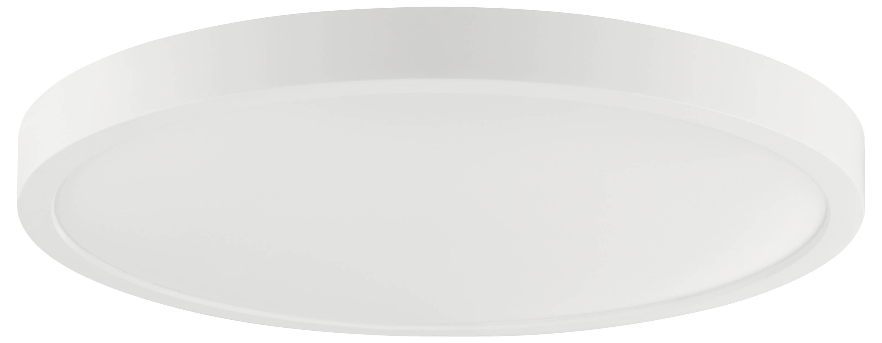 Eine runde, weiße Deckenleuchte mit glatter, schlichter Gestaltung, die sich perfekt für moderne Innenräume eignet.